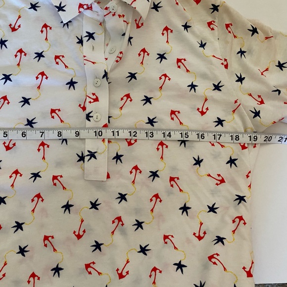 Vintage Anchors and Starfish AOP Polo Shirt Size L - Picture 8 of 10